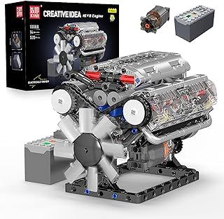 Mould King 10088 V8 Engine Building Kit - Build Your Own V8 Engine Toy, 8-Cylinder Petrol Car Engine Replica Model Building Kit for Kids/Teens 10+ Years (535 Pcs)
