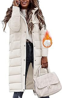 Vancavoo Women's Coats Long Quilted Jacket Winter Ladies Padded Parka Warm Fleece Lined Thick Overcoat Water Repellent Outerwear