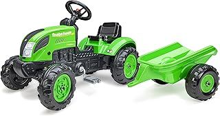 Country Farmer Tractor with Trailer - Green Outdoor Ride-on Pedal Tractor for Kids Ages 2+