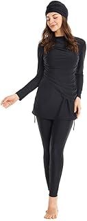 Odizli Women Full Cover Burkini Modest Swimwear Long Sleeve Top+LPants+Hijab 3pcs Muslim Swimsuits