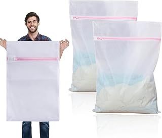 2 PCS Large Mesh Laundry Bag 60x90cm, Multi-Pack Laundry Net Bags with Zip and Drawstring, Durable Mesh Wash Bag for Delicates, Lingerie, Socks, Baby Clothes, Travel Organizer