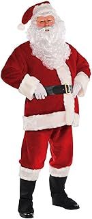 Mens Deluxe Regal Plush Santa Claus Costume Father Christmas Suit Fancy Dress