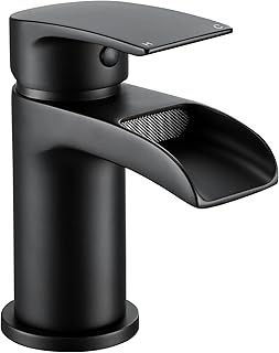 Matte Black Waterfall Basin Taps for Bathroom Sink Single Lever Mono Hot and Cold Mixer Faucet