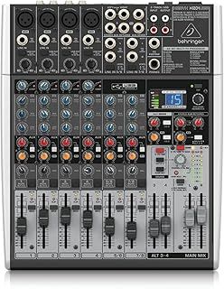 Behringer XENYX X1204USB Premium 12-Input 2/2-Bus Mixer with XENYX Mic Preamps and Compressors, British EQ, 24-Bit Multi-FX Processor and USB/Audio Interface, Compatible with PC and Mac