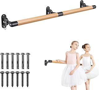 BeneLabel 90-250cm Ballet Barre, Adjustable Wooden Dance Stretching Bar Wall Mounted Home Barre Workout Equipment with Metal Support Bracket Holder for Girls Kids and Adults, 4cm Diameter