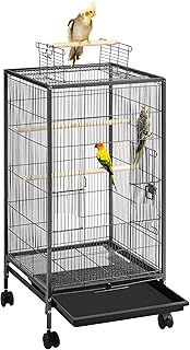Yaheetech 100.5cm Iron Open-Top Bird Cage Parrot Cage with Rolling Stand for Parakeets Budgies Lovebirds Small-Sized Birds