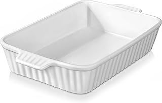 MALACASA Series Bake, 3020ML Ceramic Baking Dish Casserole Dish for Oven, Large Rectangular Bakeware,Porcelain Lasagna Pans with Handles White
