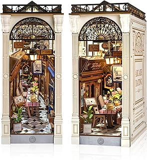 Rolife Book Nook Kits for Adults Diy Miniature Kit with Lights for Desk Library Bookshelf Decoration 3D Wooden Puzzle Arcade Dating Booknook Model Kits for Adults to Build