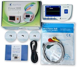 Heal Force Prince 180B Portable ECG Monitor Continuous Measuring With 3-Lead ECG Cable and Electrodes
