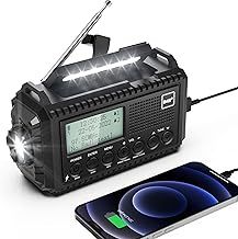 5000mAh Emergency DAB+/FM Radio with Rechargeable Battery, Solar Wind Up Charging, Torch, Reading Light & USB Power Bank, Portable for Camping, Hiking & Outdoor