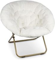 Milliard Faux Fur Saucer Chair, Foldable Comfy Bedroom Chair, Cozy Dorm Lounge Chair for Kids, Teens, and Adults, X-Large, Black