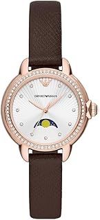 Emporio Armani Women's Watch, Three-Hand Moonphase, Stainless Steel Watch with a 32mm case Size
