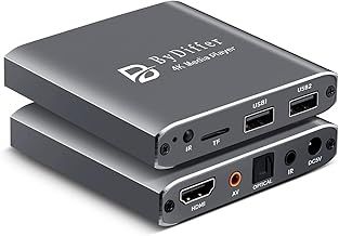 ByDiffer 4K Ultra HD Digital Media Player, TV MP4 Video Player for USB Drive/Micro SD Card, H.265/HEVC, Auto Playback, Digital Signage, HDMI/AV/Optical Output (Grey)