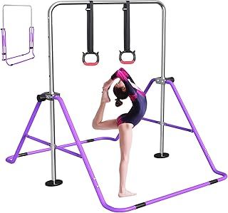 FBSPORT Gymnastics Bar, Folding Horizontal Bar Gymnastics Equipment for Kids Home Training, Expandable Gymnastics Training Bar Junior with Adjustable Height for Girls Boys