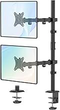 WORLDLIFT Vertical Dual Monitor Arm Desk Mount for 17" to 35" Screens, Stack Height Adjustable Tilt Swivel Stand, Weight Capacity 12 kg, VESA 75 & 100 mm