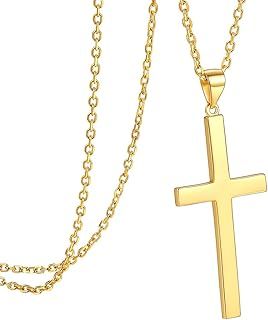 PROSILVER Cross Necklace, Sterling Silver Cross Pendant with Adjustable Chain Hypoallergenic Silver/Gold Plated -with Gift Box
