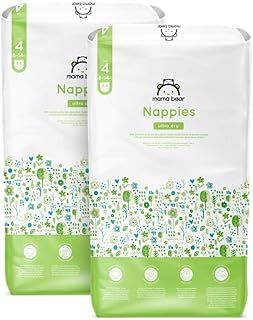Amazon Brand - Mama Bear Ultra Dry Nappies, Size 4 (8-14 kg), 168 Count (2 Packs of 84), White, Monthly Pack