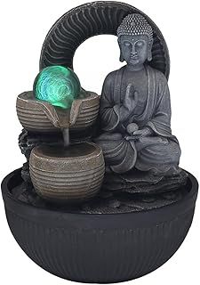 Lesser & Pavey Home Led Water Feature for Decoration | Indoor Tabletop Fountain Water Features with Light | Ideal for Gift and Home Décor - Buddha water feature