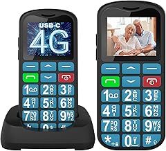 Senior Mobile Phone 4G Big Button Mobile Phone for Elderly Feature Simple Basic Unlocked Sim Free Easy to Use LCD Display SOS Button 1000 mAh Battery