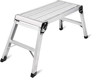 LEADALLWAY Hop Up Platform Step Up Bench Ladder Large 76cm Work Bench with Non-Slip Mat Heavy Duty Aluminium Work Platform 150KG Capacity