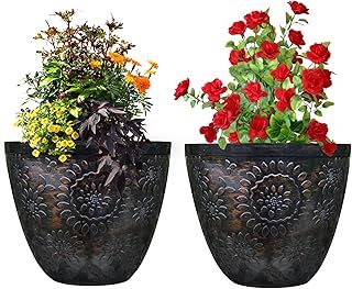 SG Traders Pack Of 2 X-Large Plastic Round Chengdu Plant Pots Indoor Outdoor Top Diameter Flower Pots with Drainage Holes, Beautiful Planters for Your Garden Needs (30, 36, 40cm)