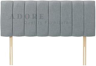 Divan Bed Headboard Portland Turin 20" Height Padded Lined Headboard (4ft Small Double, Silver)
