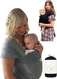 UK Seller Baby Sling Carrier Wrap, Newborn to 35lbs, Organic Cotton, Small/Medium or Plus Size, Black or Grey, Safety Tested