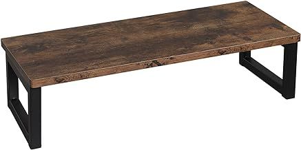 OROPY Wood Vintage Monitor Stand Holder, PC Laptop Computer Screen Riser, Desktop Storage Organiser Shelf for Home or Office, 55 x 23 x 14cm, Dark Brown