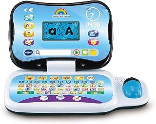 VTech Toddler Tech Laptop, Interactive Educational Computer Toy, 20 Games for Pre-School Children, Learn Alphabet, Letters, Shapes, Numbers, Music & French, Kids Age 2, 3, 4 + Years, English Version