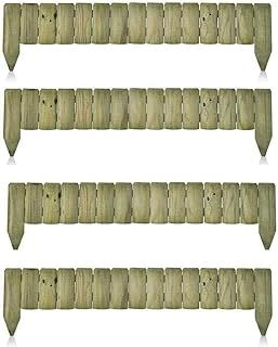 MATCHLESS Unique (Pack of 4) 1M Log Wooden Fixed Picket Log Border Fence Garden Outdoor Lawn Edging Wooden Edging Fence for Flower Beds Lawns Paths