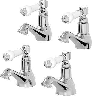 Architeckt® Winchester Bathroom Basin Taps and Bath Pillar Tap Set Pair Round Single Lever Handle Traditional, Chrome