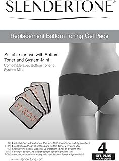 Slendertone Bottom Toner Replacement Pads - Black/Gold - Adult Women - 3x4x0.13 inches - 4 Pads - Hydrogel - High Waist - Sport - EMS Medical Technology