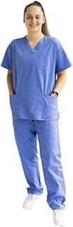 PRO Set of Top and Trousers, Hospital Scrubs, Unisex Scrub Sets - 3 Pockets Top and 7 Pockets Elastic Trousers, Unisex Medical Uniforms Scrubs, 65% Polyester, 35% Cotton