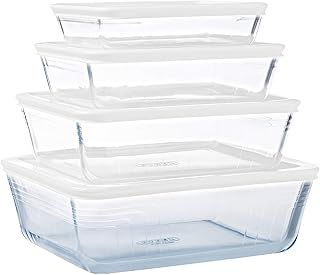 Pyrex® Cook & Freeze Set of 4 Glass Dishes with Airtight Lids (0.8 L, 1.5 L, 2.6 L, 4 L) - Special Freezing - BPA Free