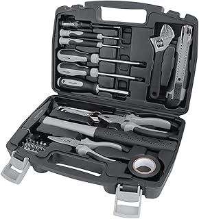 Amazon Basics Household Tool Set, 32 Pieces, Black/Grey