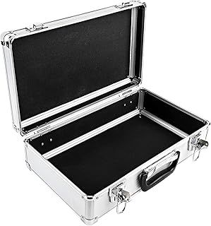 Queiting Lockable Flight Case Portable Aluminium Box Silver Carrying Case for Measurement Instruments Storage Toolbox (400 x 240 x 125 mm)