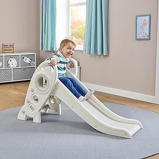 Liberty House Toys Kids Rocket Slide - First Slide, Playset for Indoor or Outdoor use Garden Slide White and Grey, H645 x W330 x D1250mm, LHT191WH
