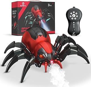 Remote Control Spider Kids Toys - Realistic RC Spider, Music Effect, LED Light, Toys for 3 4 5 6 7 8 9 10 11 12+ Year Old Boys/Girls, Gifts for Halloween Christmas Easter Birthday, Red