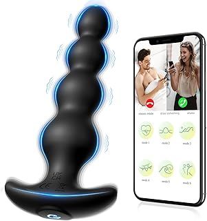Anal Toy Anal Plug Vibrator - Vibrating Anal Beads with App Control 9 Vibrating Modes, Rechargeable Silicone Prostate Massager & G-spot Vibrator, Adult Sex Toys Buttplug for Men Women Couples Pleasure
