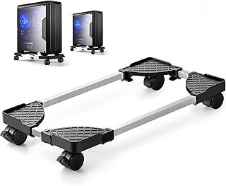 Computer Tower Stand, Ventilated Pc Stand,Adjustable Mobile CPU Stand with 4 Caster Wheels Fits Most PC Under Desk,CPU Holder PC Floor Cart for Gamers and Students (Black)
