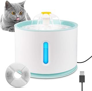Cat Water Fountain,80oz Automatic Cat Water Fountain,Automatic Pet Fountain with LED Light Switch & Water Level Window for Cats and Dogs
