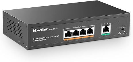 5 Port Gigabit POE Switch, with 4 Ports POE+ 1000Mbps, 78W IEEE802.3af/at, Unmanaged Plug and Play, Sturdy Metal Fanless