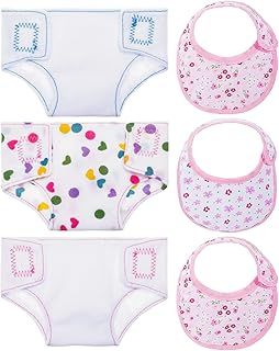 FRIUSATE 6 Pcs 1:12 Scale Doll Clothes Accessories Baby Doll Nappies and Doll Bibs Set Baby Doll Accessories Set For 14-18 Inch Doll Girls