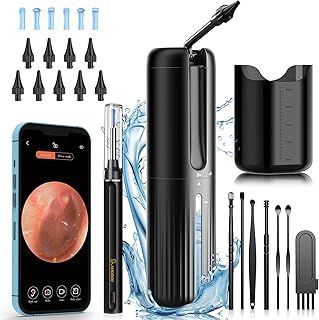 VITCOCO Ear Wax Removal kit, 1080P Waterproof Ear Cleaner, Ear Electric Water Powered Ear Irrigation System with 4 Pressure Modes & 10 Reusable Tips, for Home Use (Black)