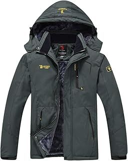 donhobo Men's Fleece Jacket Winter Waterproof Warm Ski Jackets Windproof Coat with Zip Pockets Hood