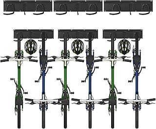 Sinoer bike storage, Bike Wall Rack for 6 Bicycles + 3 Helmets,Bike Storage Wall Mount Hanger,Adjustable for Garage or Home, Vertical Cycling Hanger, Holder for Road Bicycles（HookInner width: 60mm)