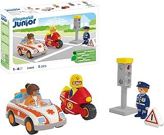 PLAYMOBIL 71692 JUNIOR: Everyday Heroes, including woman doctor, firefighter, and police officer, sustainable toy made from plant-based plastics, gifting toy, play sets suitable for children ages 1+