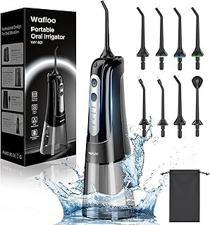 Water Flosser for Teeth Cordless: 8 Jet Tips 4 Modes Oral Irrigator Portable, 300ML Tank Rechargeable IPX7 Waterproof Water Flossing for Adults Teeth Cleaning Home and Travel
