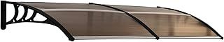 Outsunny 75 x 195 cm Curved Door Window Awning Canopy, Polycarbonate Cover Front Door Outdoor Patio, UV Rain Snow Protection Shelter, Brown with Black Bracket