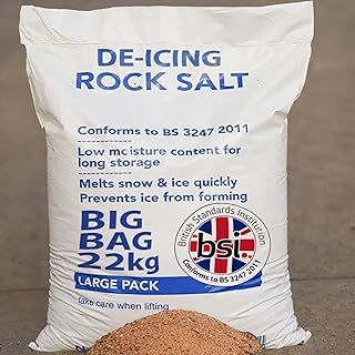 Rock Salt 22KG Big Bag Brown or White De-Icing Rock Salt Grit for Ice, Snow, Gardening Weeds, Melting ICY Paths, Roads & Clearing Driveways Deicer Gritting Salt (Brown)